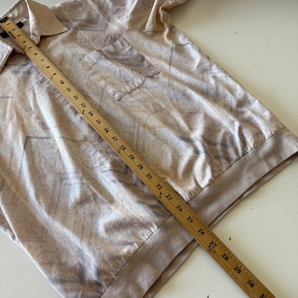 Fulton Street Shirt Works Neutral Print Lightweight 90s Polo Shirt Mens MEDIUM - Picture 6 of 7